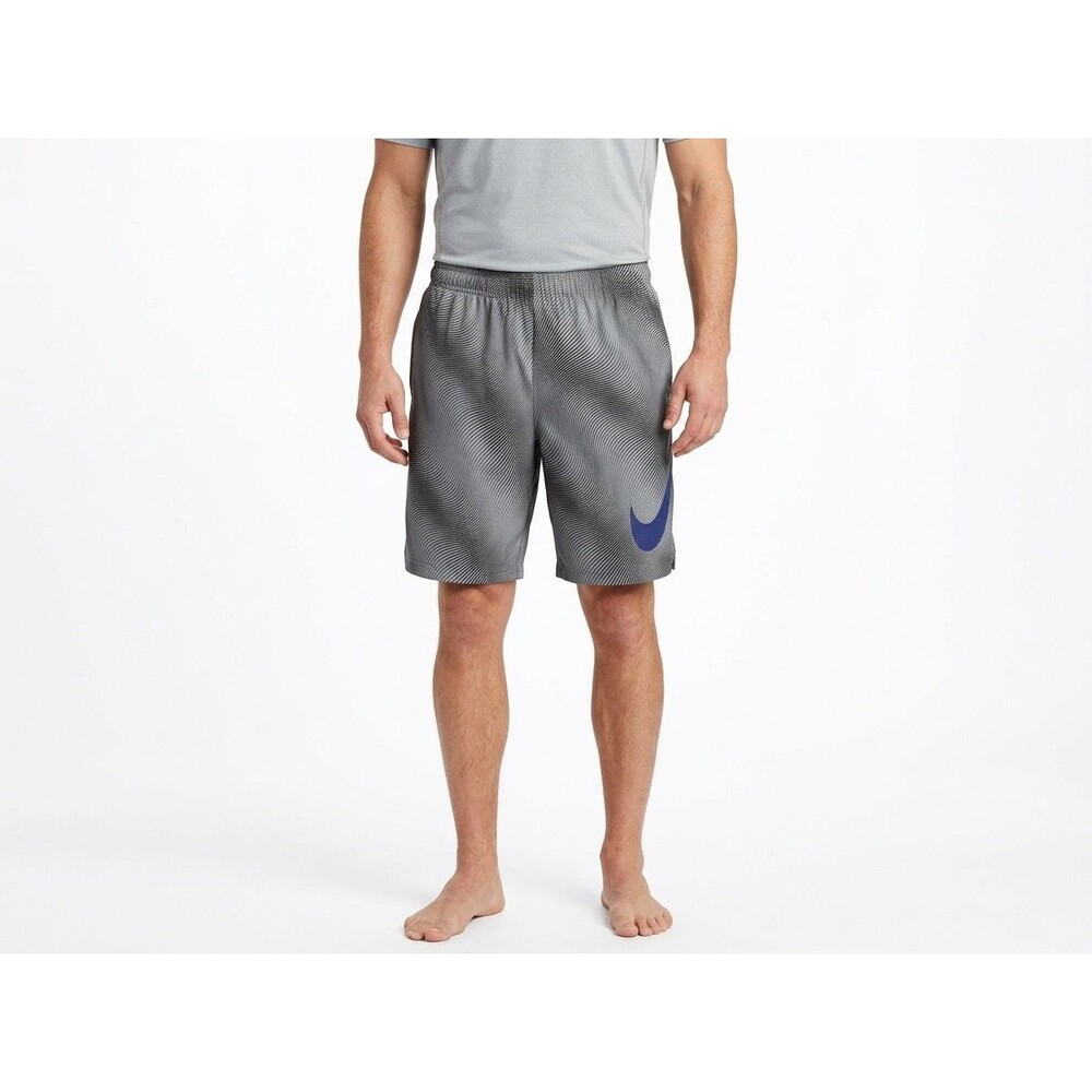 Nike Mens XL Fly 9" Linear Flow Dri-FIT Athletic Shorts Grey Blue 742620-012 EUC